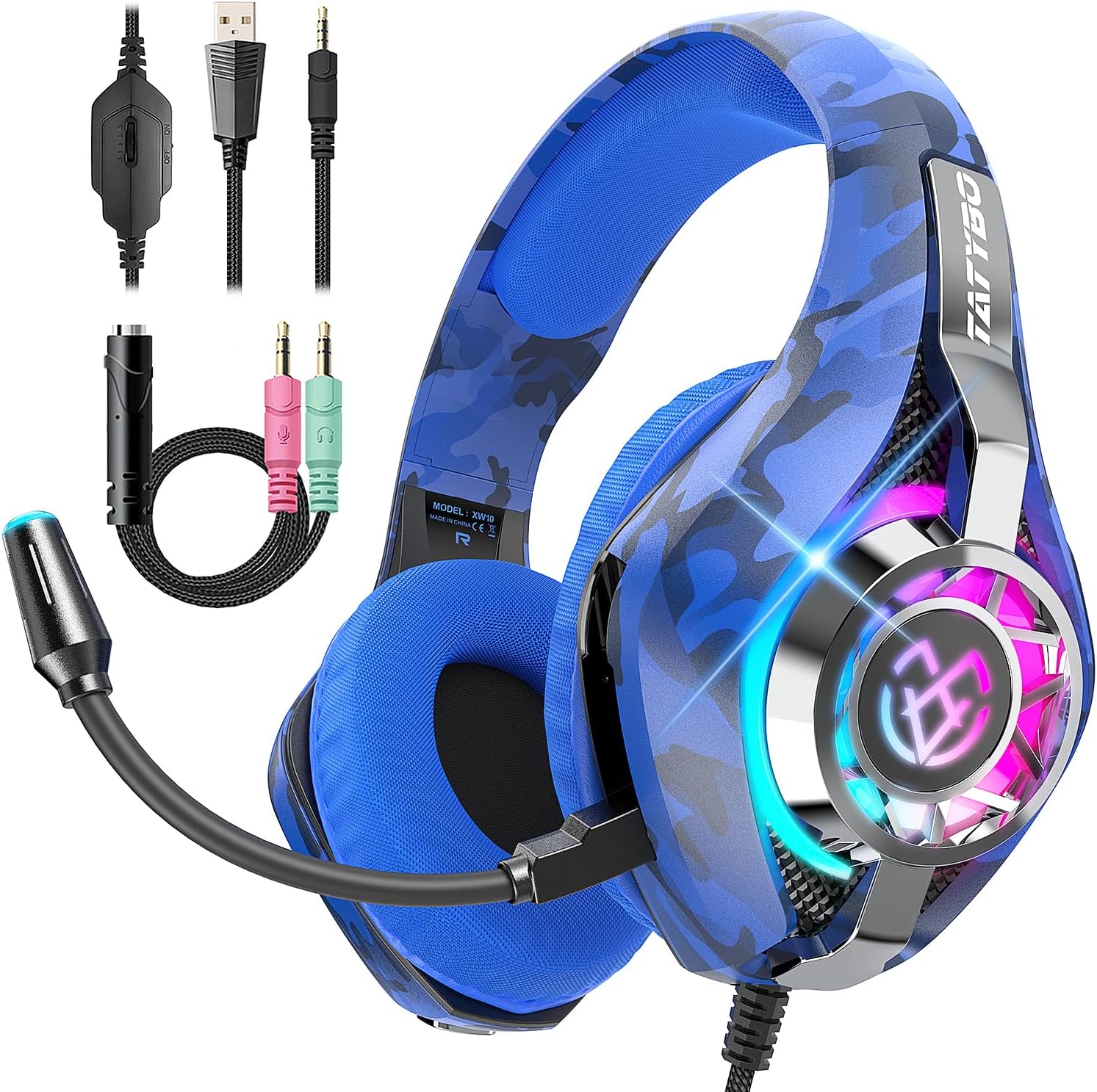 Audifonos gamer luz led microfono flexible ps4 ps5 pc nintendo switch sonido 50mm ultralivianos aluminio