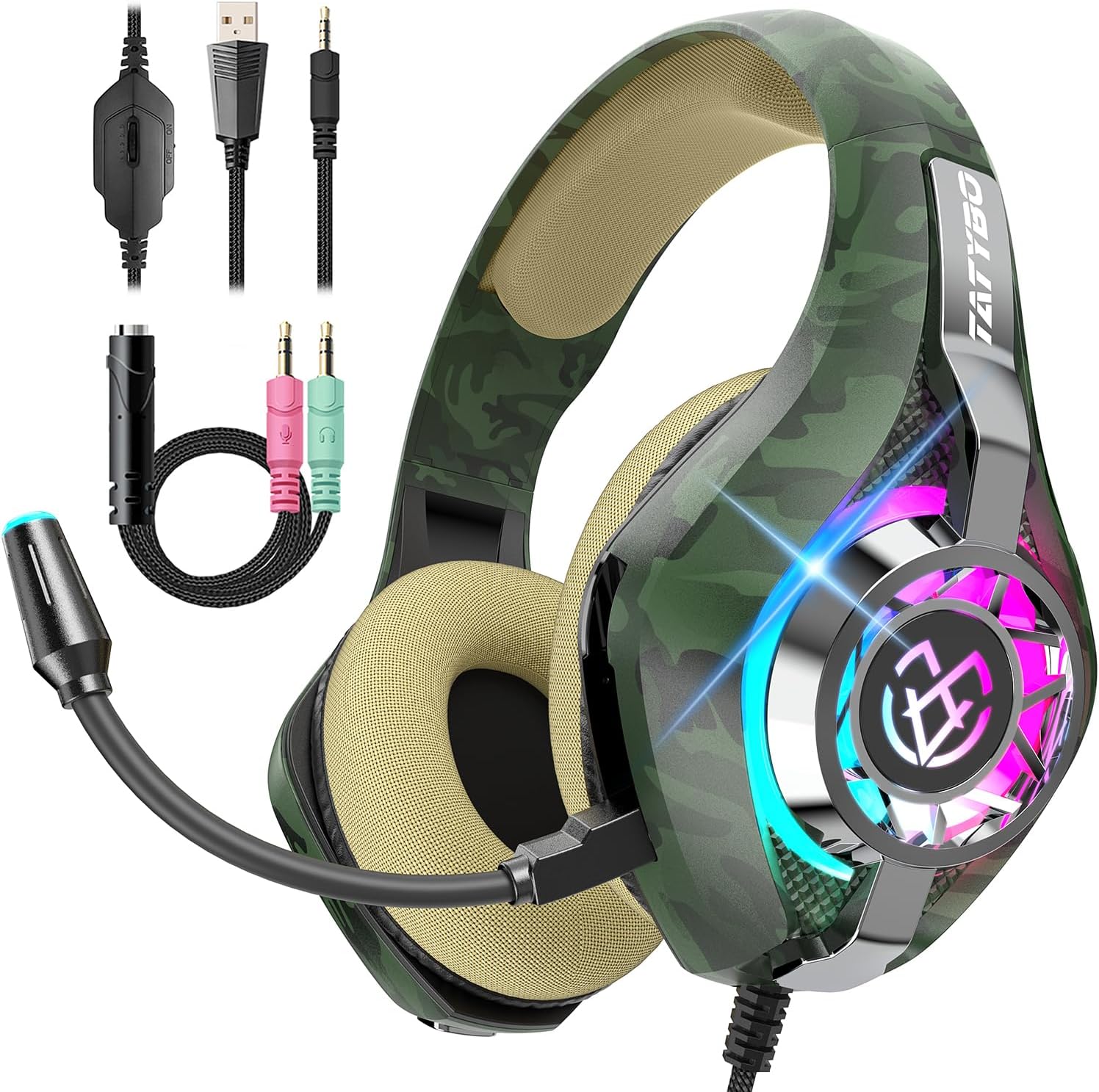 Audifonos gamer luz led microfono flexible ps4 ps5 pc nintendo switch sonido 50mm ultralivianos aluminio