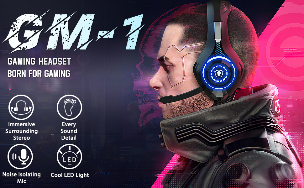 Audifonos gamer luz led microfono flexible ps4 ps5 pc nintendo switch sonido 50mm ultralivianos aluminio