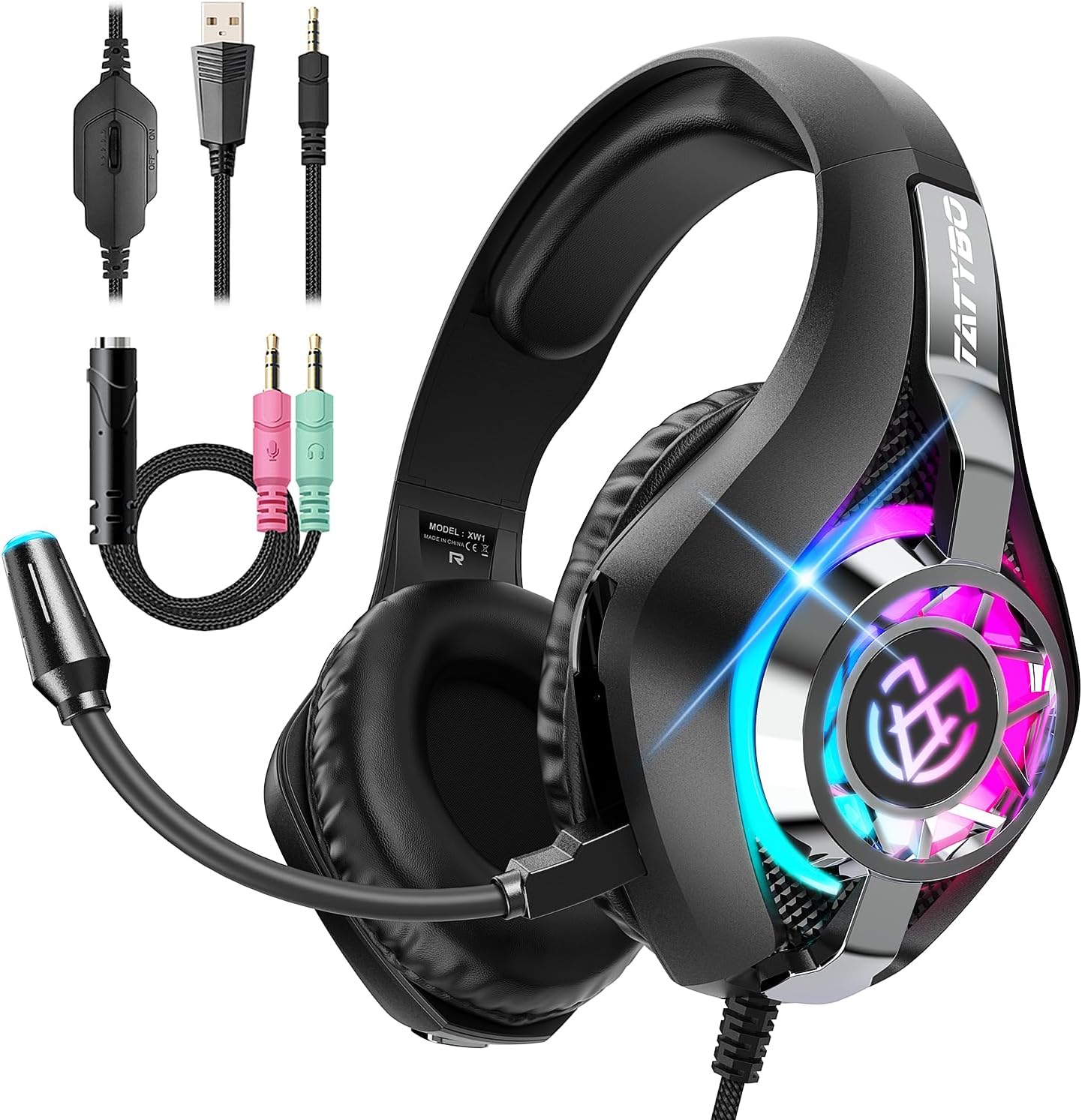 Audifonos gamer luz led microfono flexible ps4 ps5 pc nintendo switch sonido 50mm ultralivianos aluminio