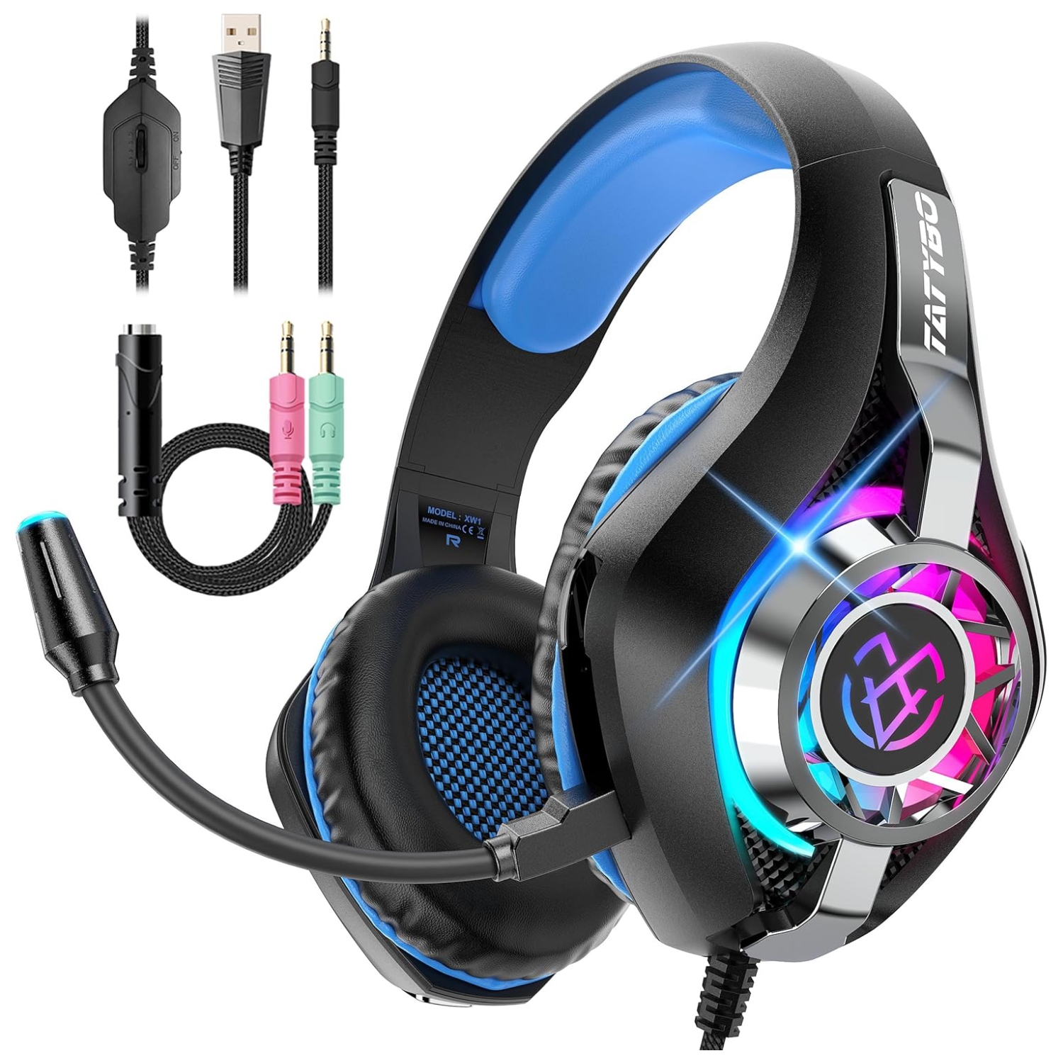 Audifonos gamer luz led microfono flexible ps4 ps5 pc nintendo switch sonido 50mm ultralivianos aluminio