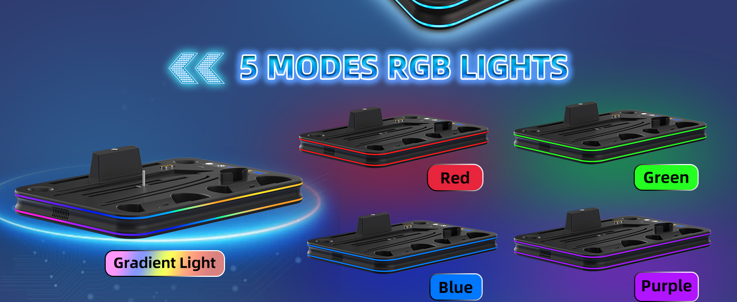 Base cargador ps5 slim ventilador turbo soporte vertical estacion carga controles ps portal luces rgb