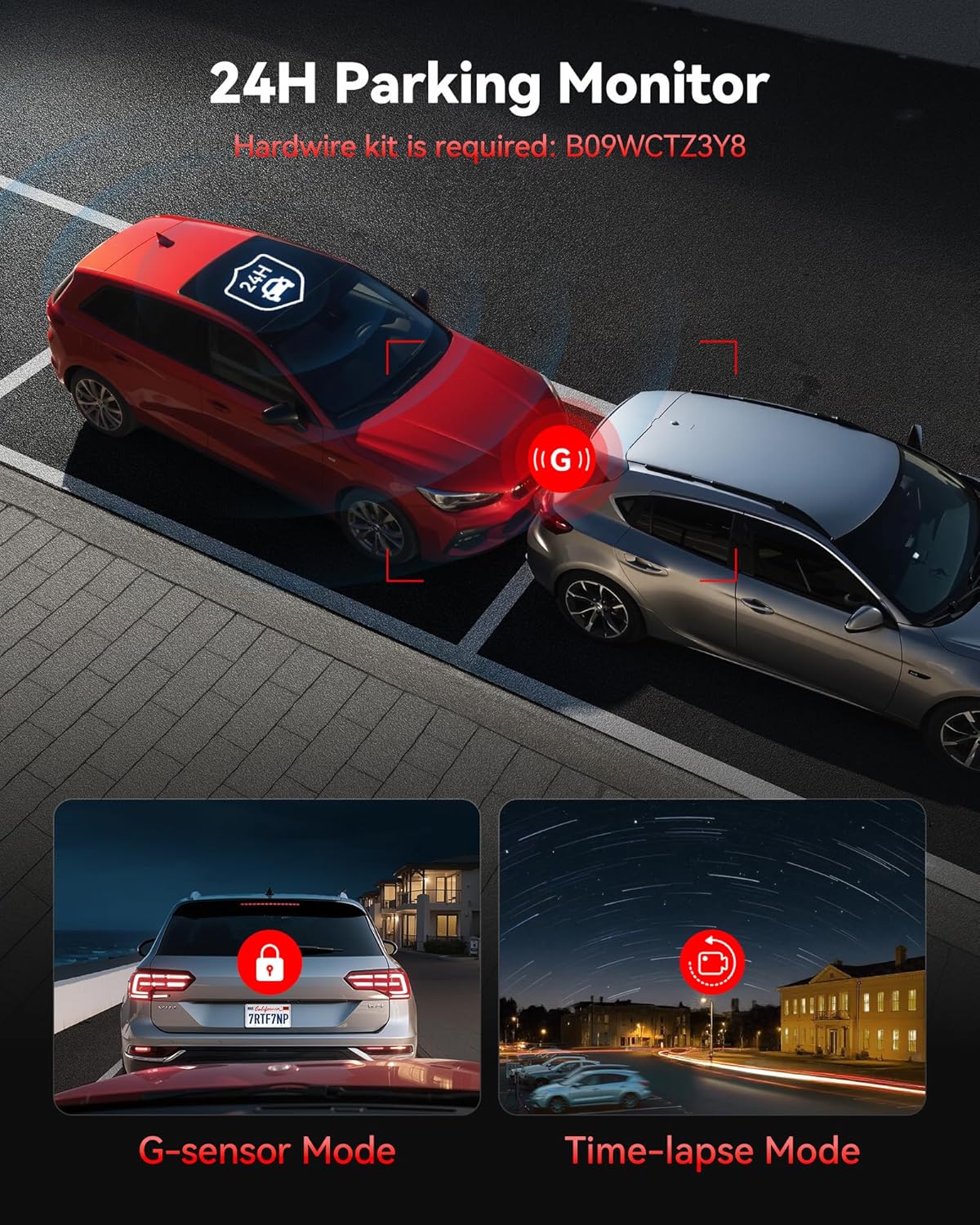 Camara de auto Redtiger 4k frontal y trasera con GPS WiFi y memoria gratis instalada