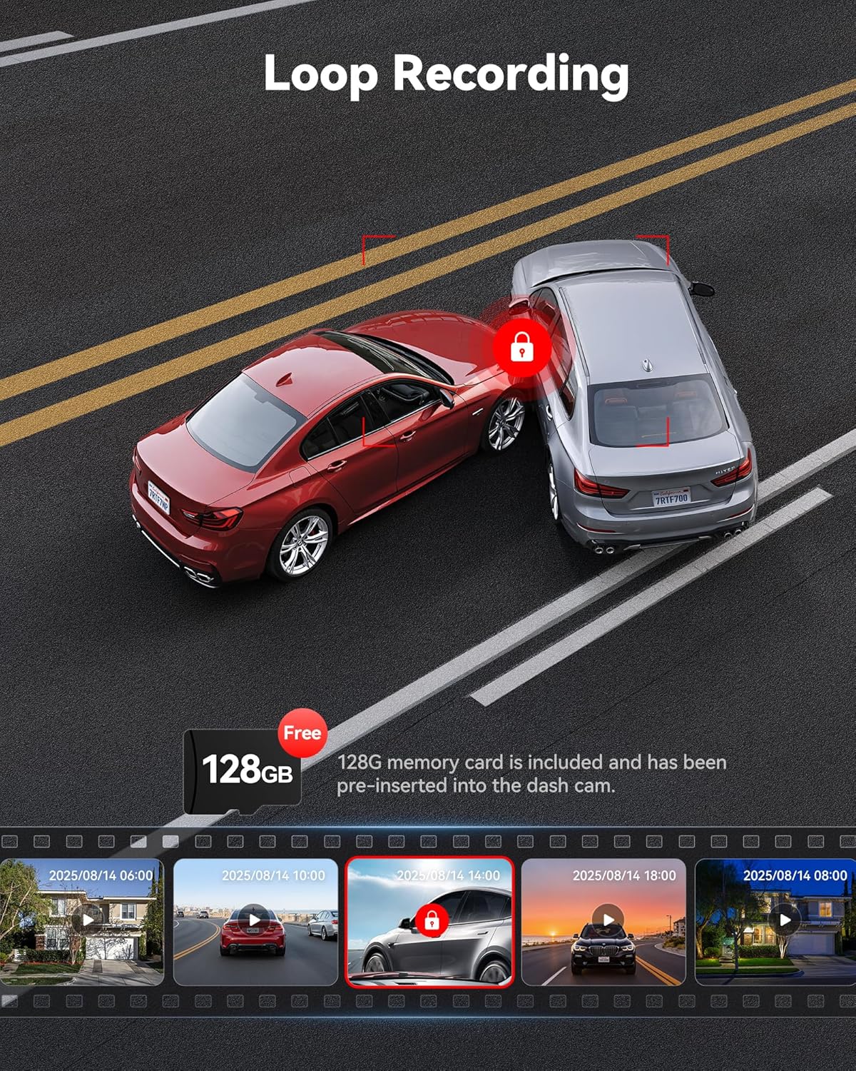 Camara de auto Redtiger 4k frontal y trasera con GPS WiFi y memoria gratis instalada