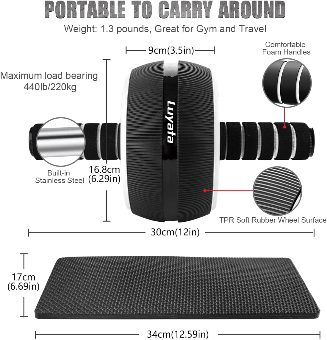 kit rueda abdominal 10 en 1 rodillo ultra ancho soporta 200kg mat rodillas soportes flexiones cuerda saltar fitness chile