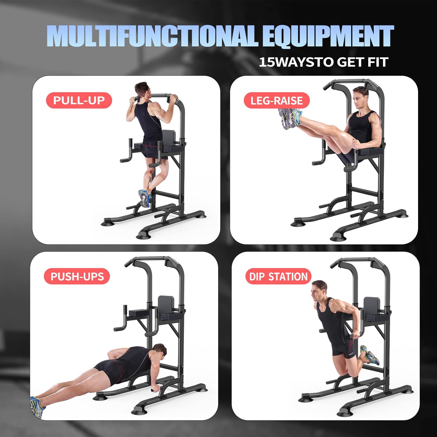 estacion dominadas fondos power tower ajustable altura maquina ejercicios casa multifuncional espalda abdominales chile