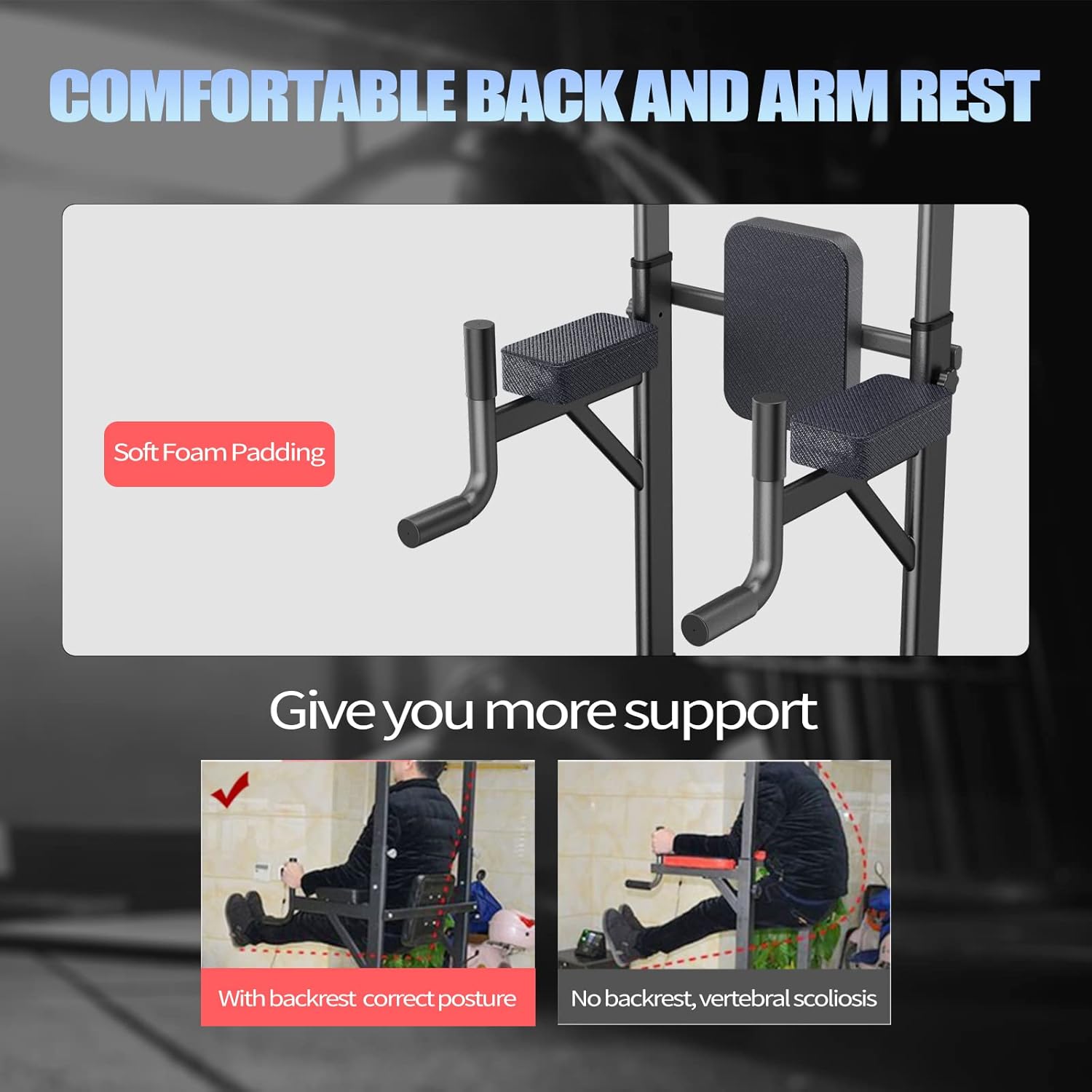 estacion dominadas fondos power tower ajustable altura maquina ejercicios casa multifuncional espalda abdominales chile