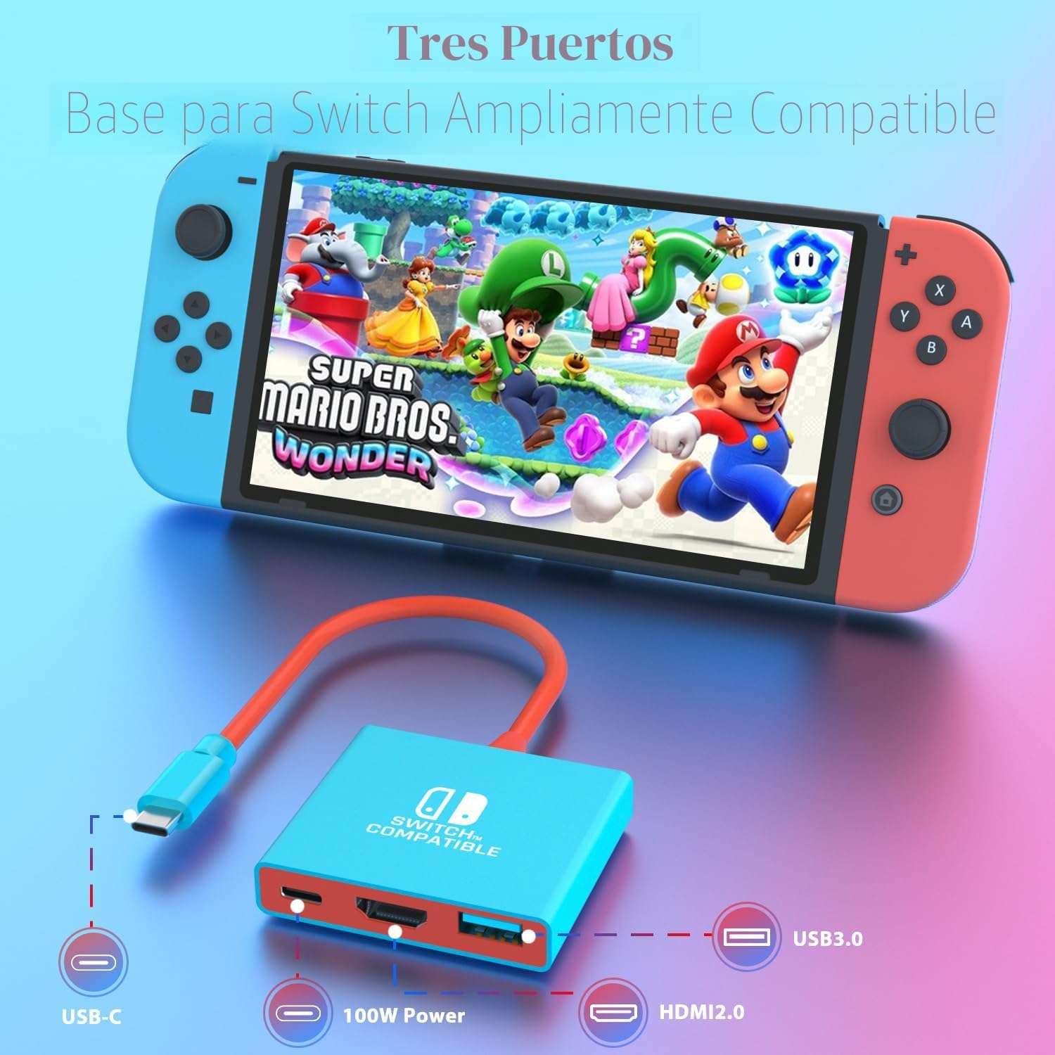 adaptador hdmi portatil para nintendo switch oled y steam deck ideal para conectar a la tele en viajes