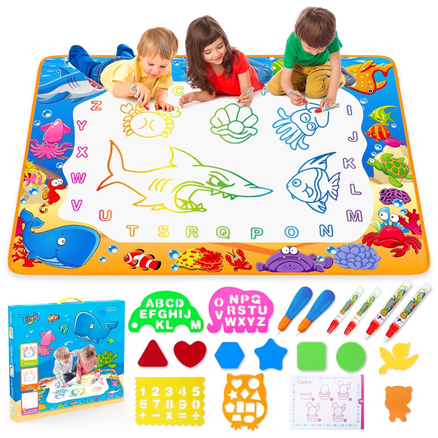 alfombra magica dibujo agua pizarra gigante niños sin manchas reutilizable juguete educativo 100x70cm regalo 3 años chile