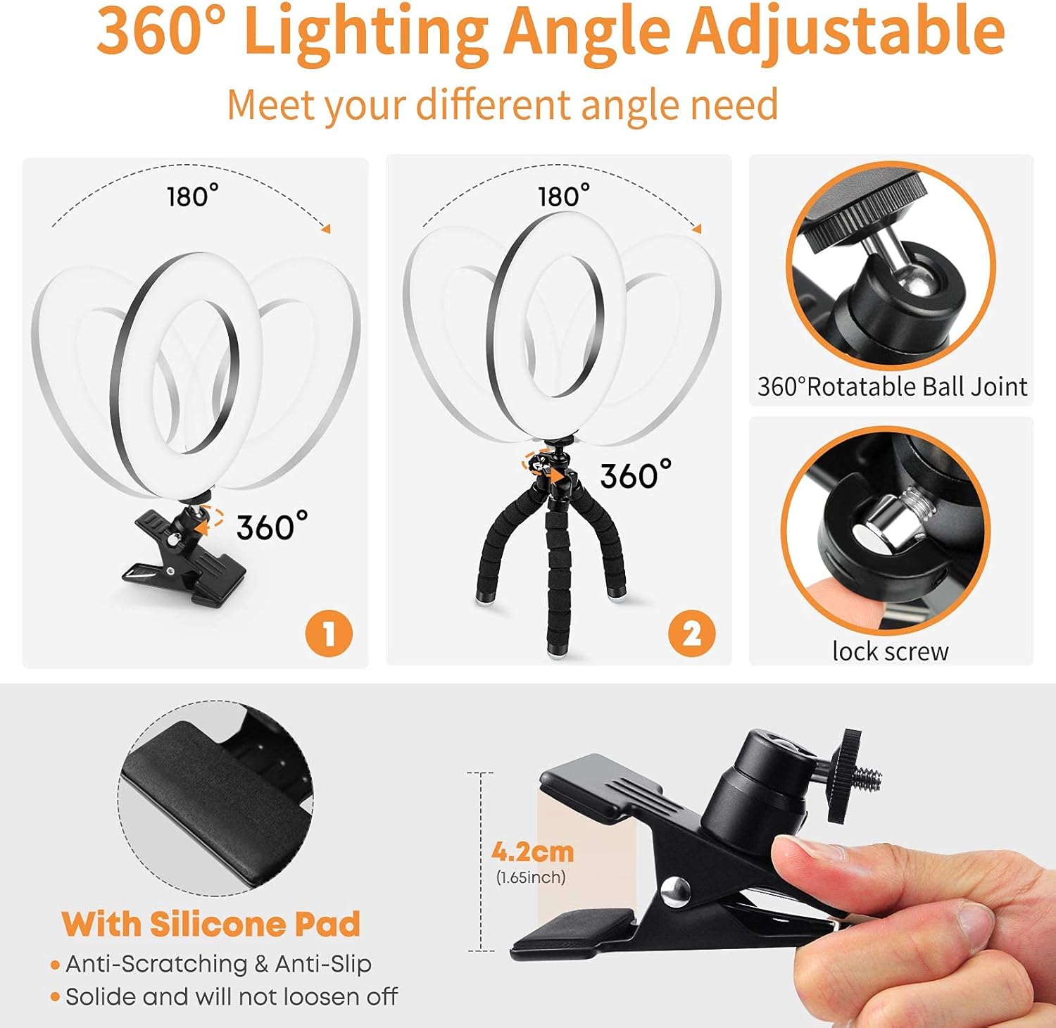 Aro de luz led para monitor y laptop con clip y tripode flexible para videoconferencias zoom en chile