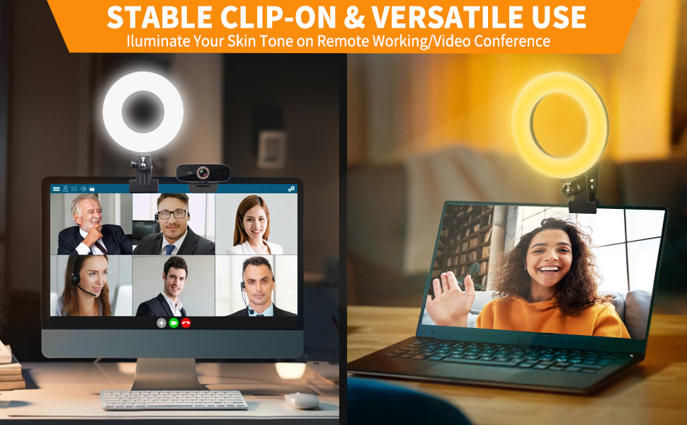 Aro de luz led para monitor y laptop con clip y tripode flexible para videoconferencias zoom en chile