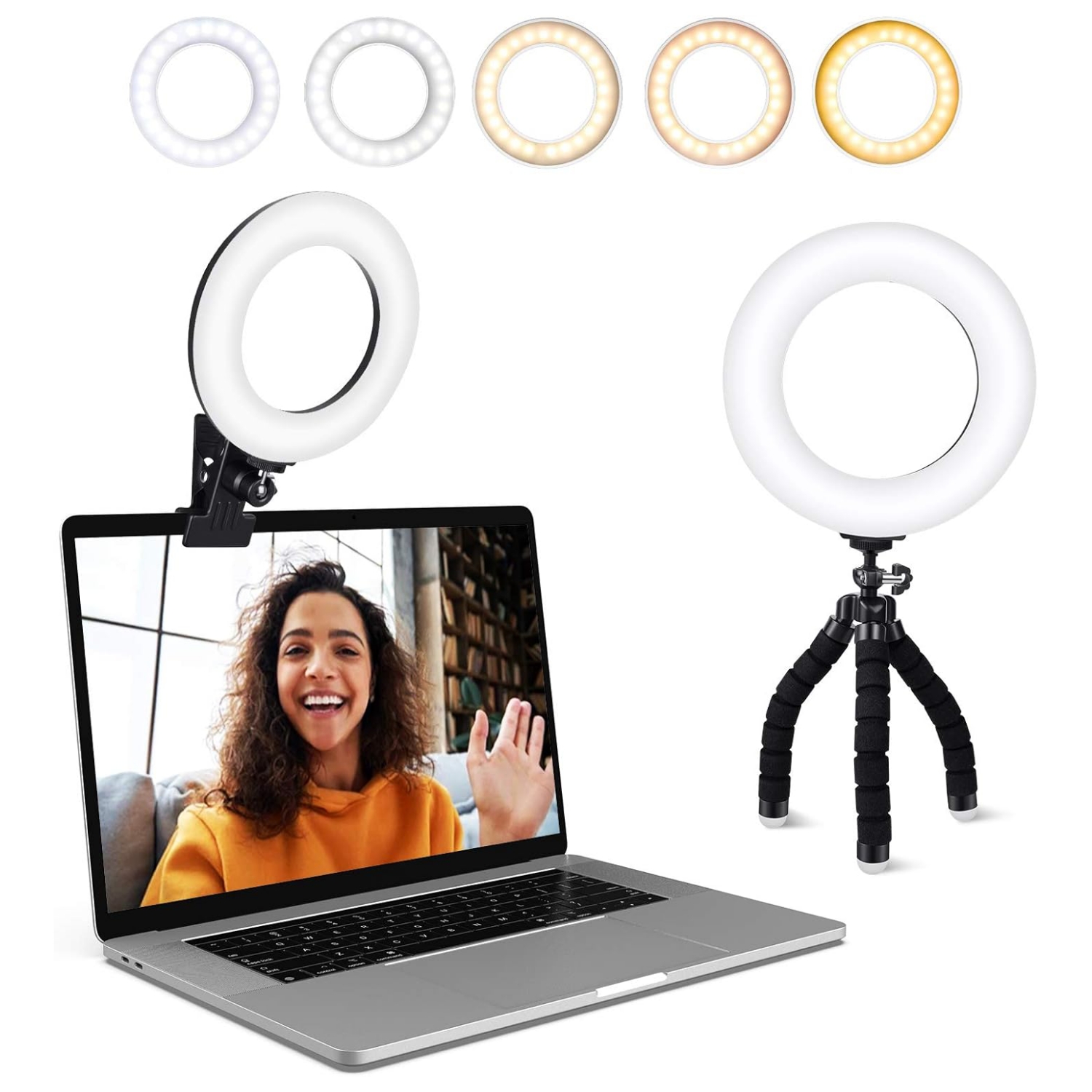 Aro de luz led para monitor y laptop con clip y tripode flexible para videoconferencias zoom en chile