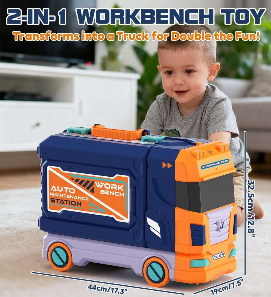 banco herramientas juguete niños 2 en 1 taller mecanico camion taladro electrico luz sonido regalo 3 años chile 83cm