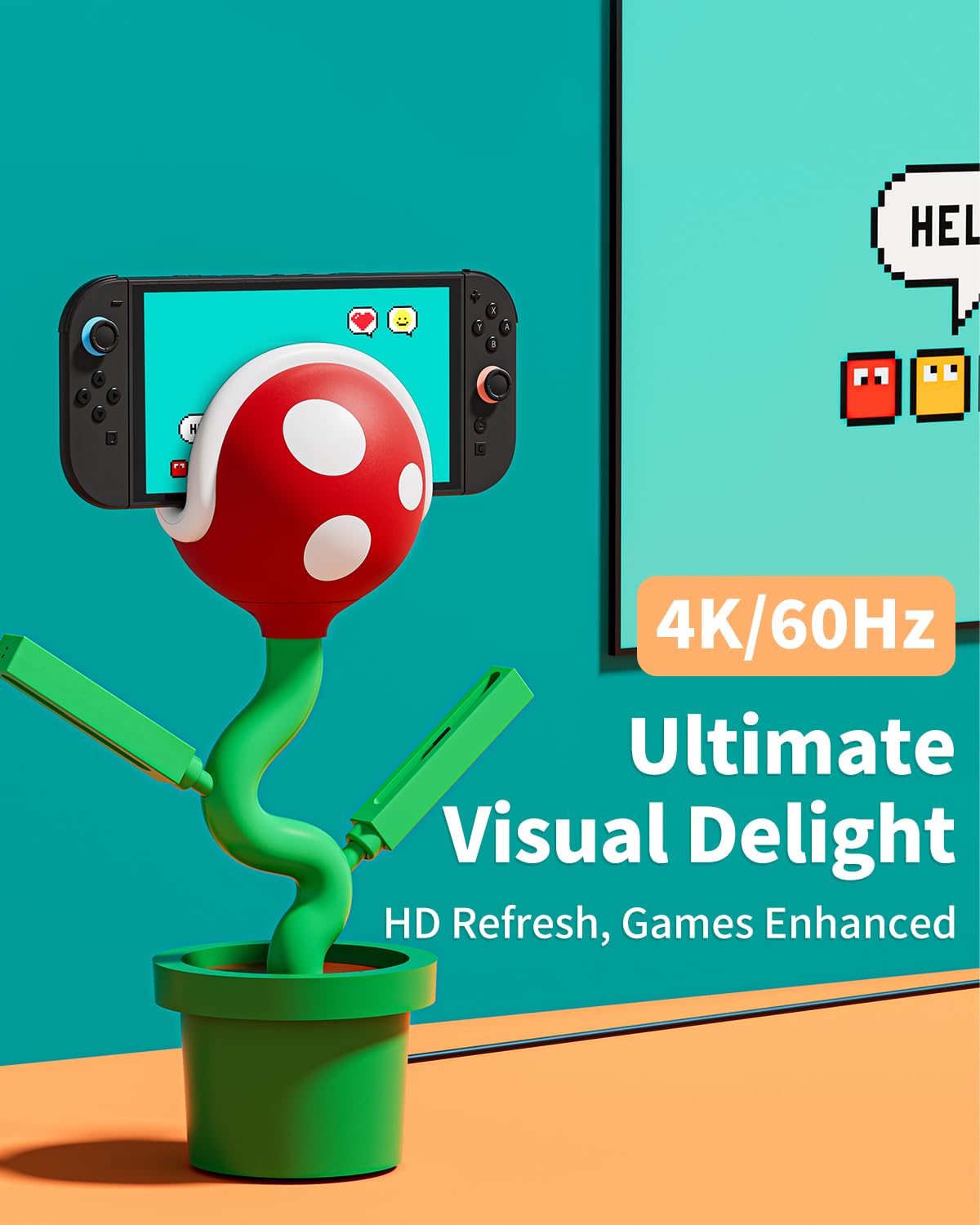 base tv nintendo switch 2 planta piraña ventilador 4k cargador ideal para jugar en chile