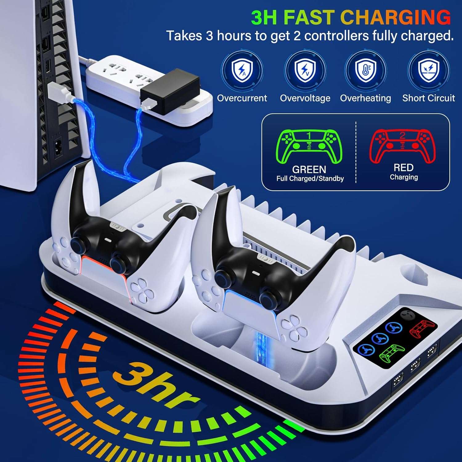 base soporte vertical con ventilador y cargador para consola playstation 5 slim y pro ideal para gamers en chile