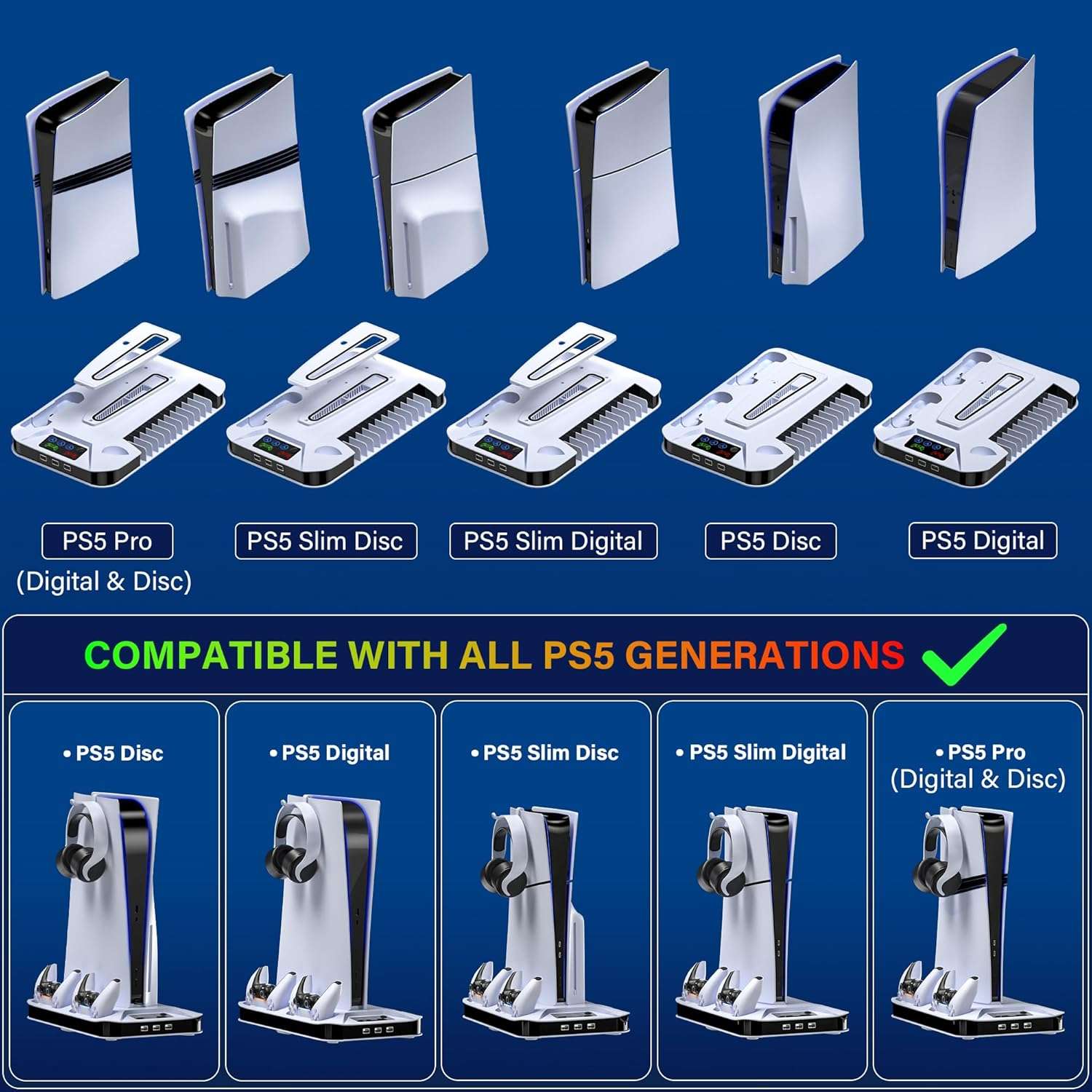 base soporte vertical con ventilador y cargador para consola playstation 5 slim y pro ideal para gamers en chile