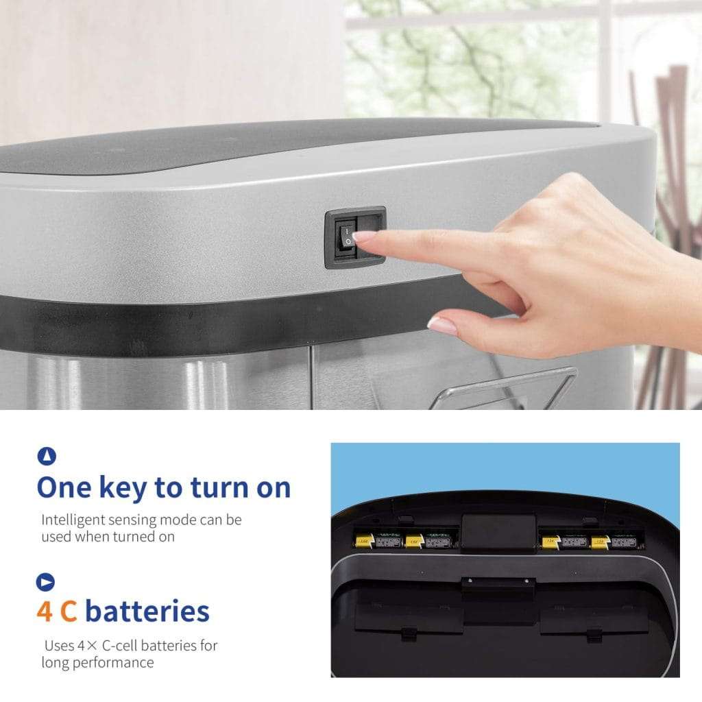 basurero automatico de acero inoxidable con sensor de movimiento 49 litros ideal para cocinas en chile