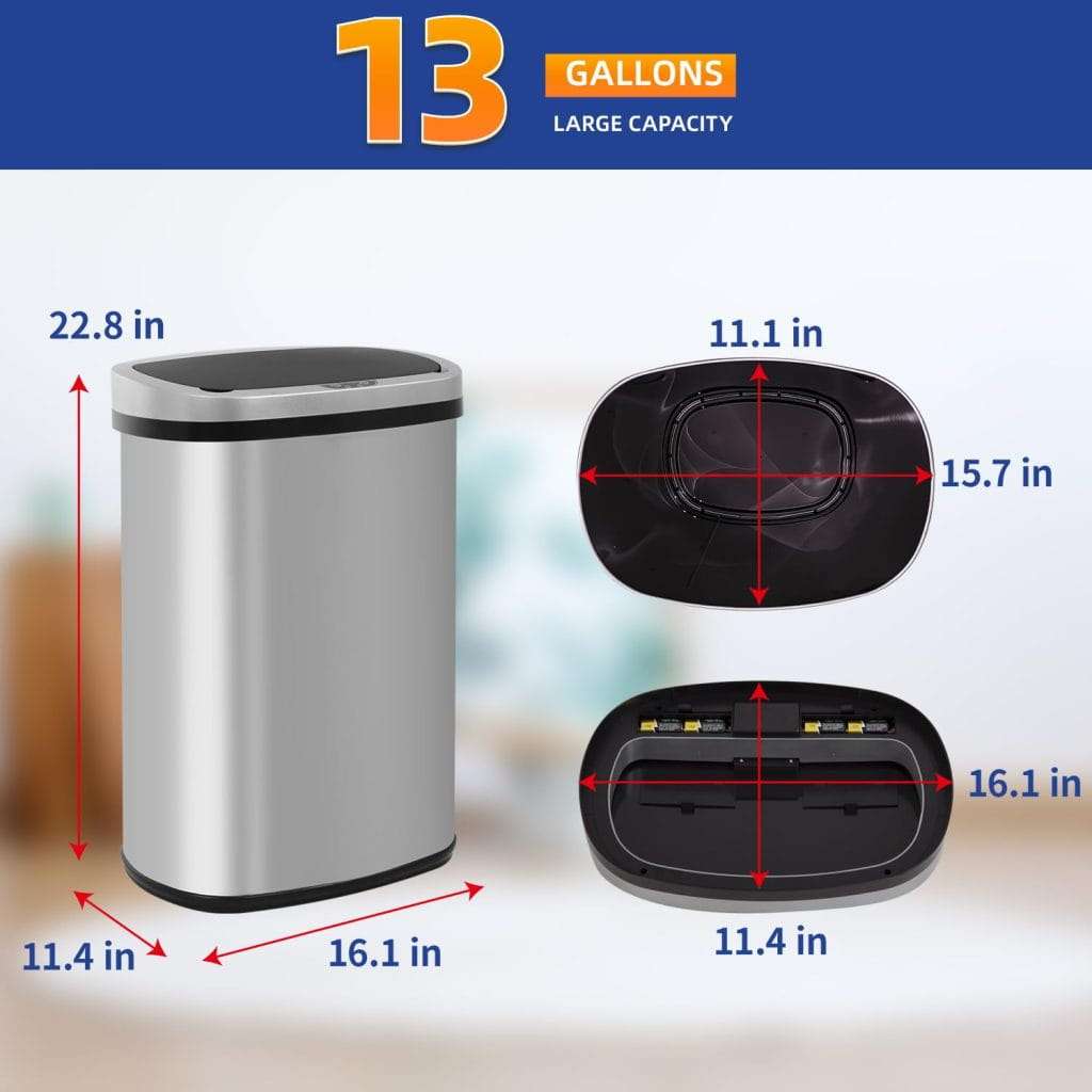 basurero automatico de acero inoxidable con sensor de movimiento 49 litros ideal para cocinas en chile