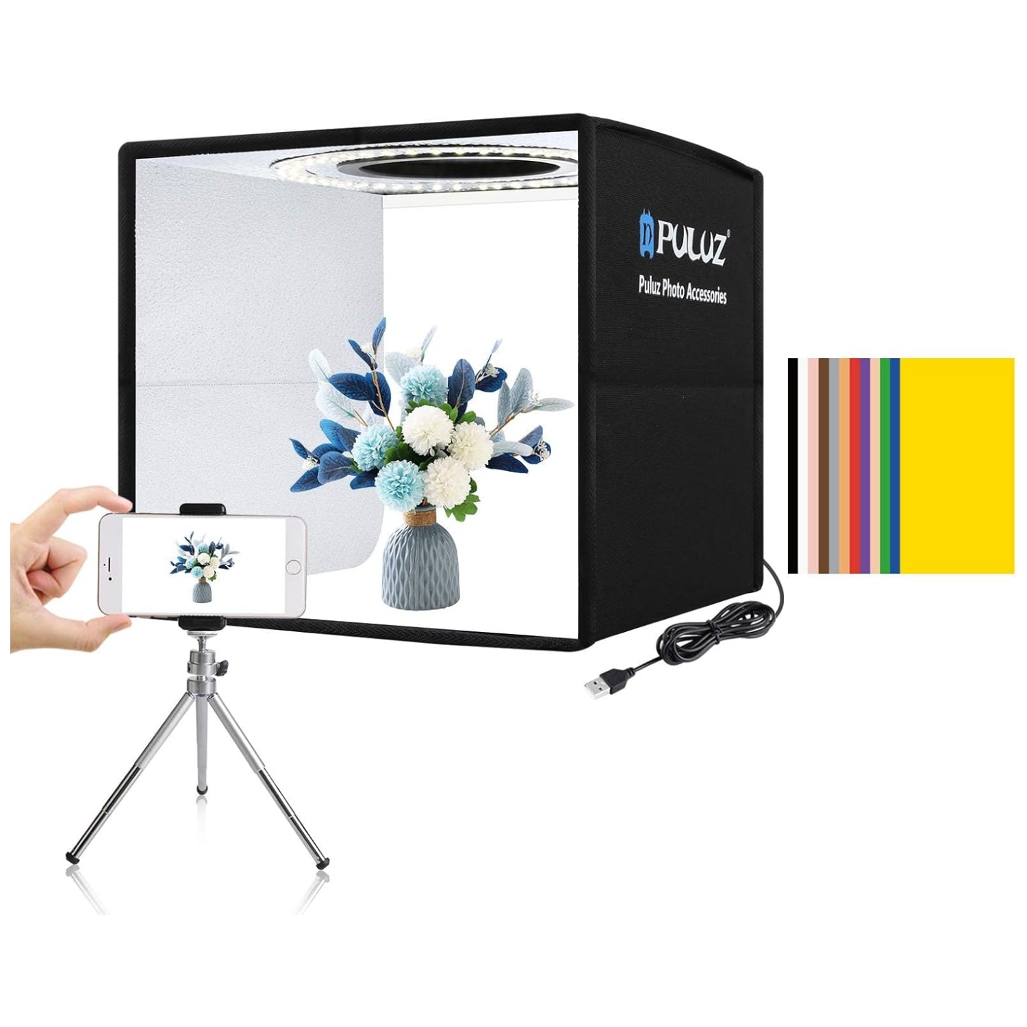 Caja de luz fotografia profesional portatil con luz led para fotos de productos e-commerce en Chile