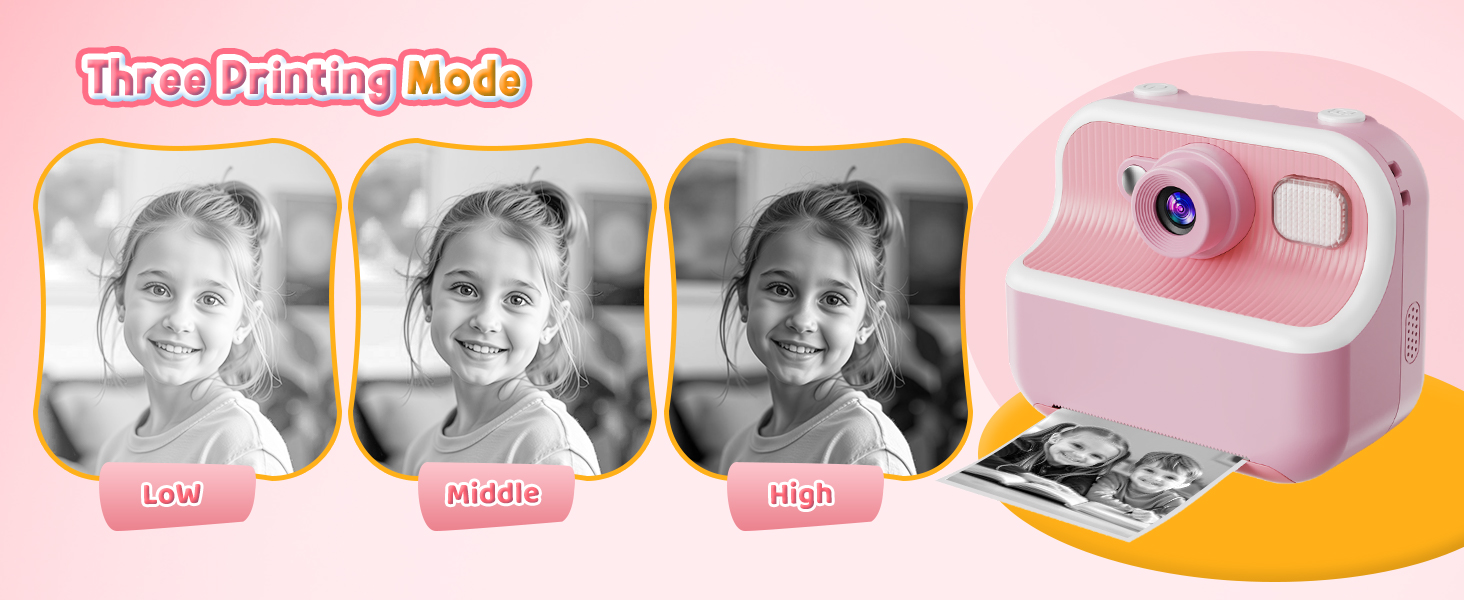 Cámara instantánea para niños con impresión térmica de fotos en blanco y negro y tarjeta de memoria de 32GB incluida.