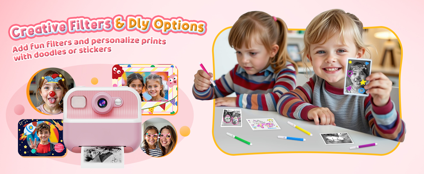 Cámara instantánea para niños con impresión térmica de fotos en blanco y negro y tarjeta de memoria de 32GB incluida.