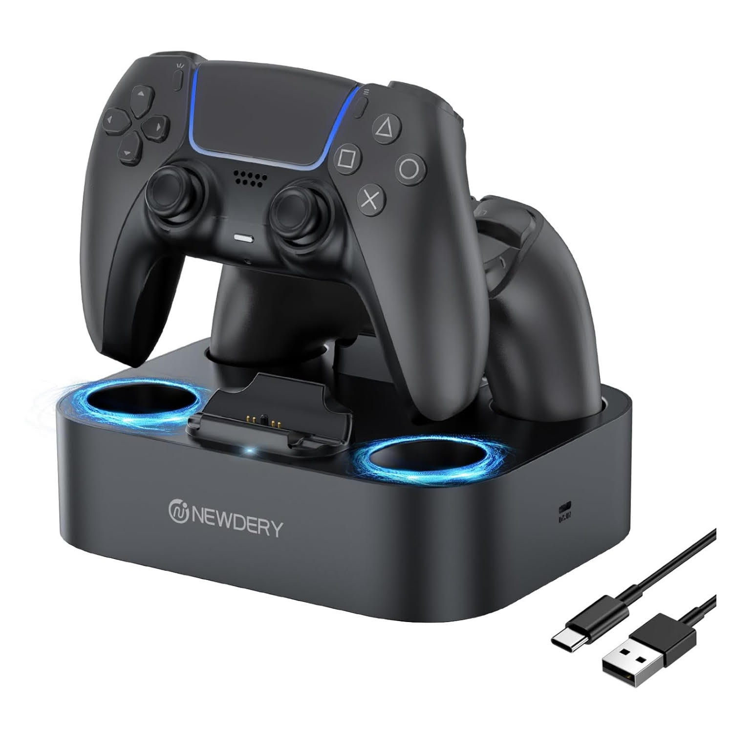 base cargador doble rapido para controles playstation 5 y dualsense edge con luces led ideal para gamers en chile