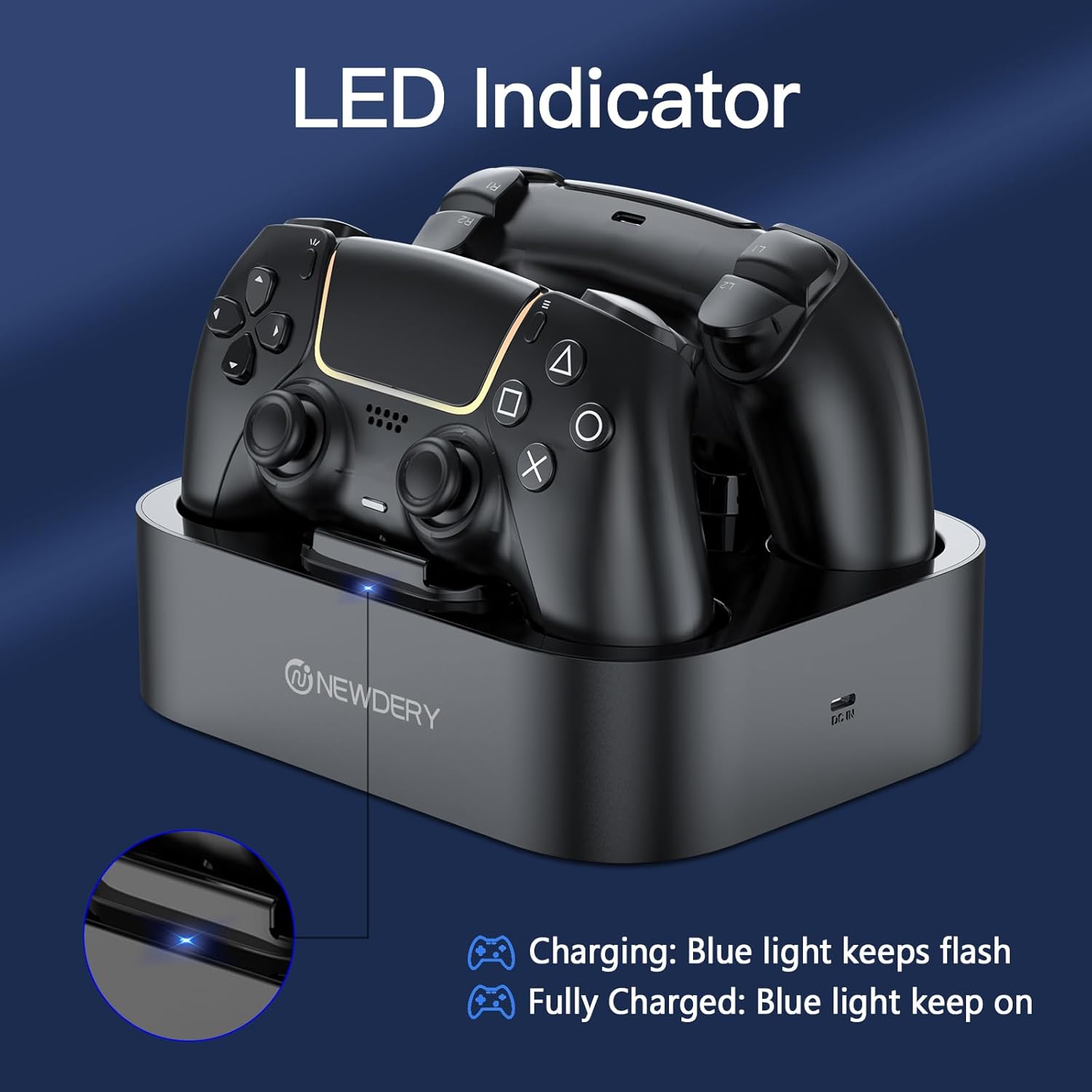 base cargador doble rapido para controles playstation 5 y dualsense edge con luces led ideal para gamers en chile