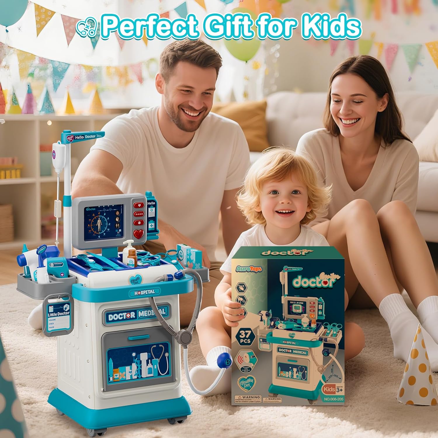 carrito doctor juguete niños luces sonido disfraz medico 26 piezas set enfermeria infantil regalo 3 años chile educativo