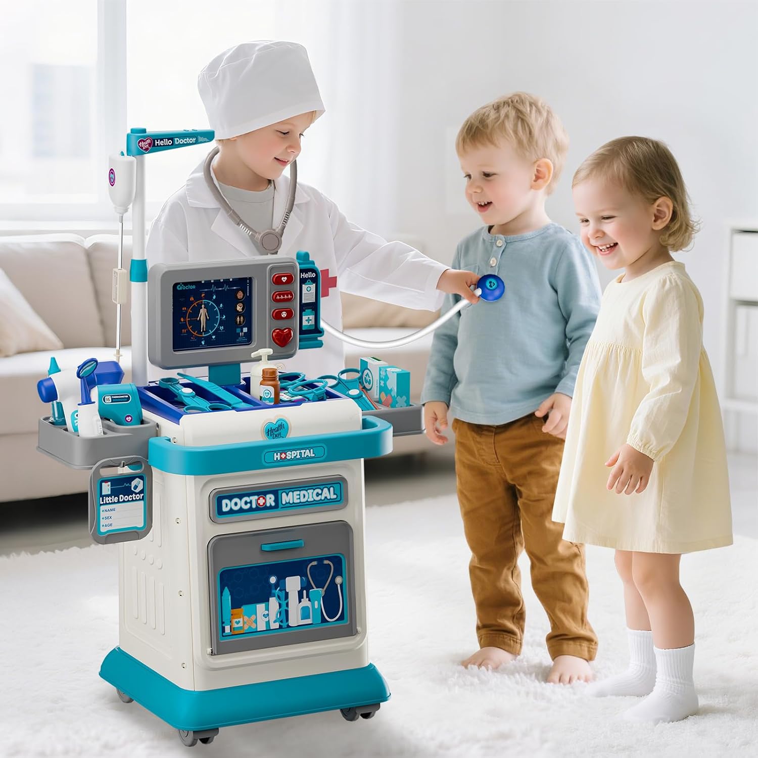 carrito doctor juguete niños luces sonido disfraz medico 26 piezas set enfermeria infantil regalo 3 años chile educativo