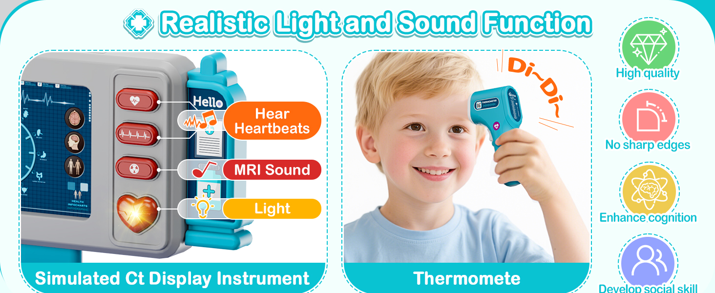 carrito doctor juguete niños luces sonido disfraz medico 26 piezas set enfermeria infantil regalo 3 años chile educativo