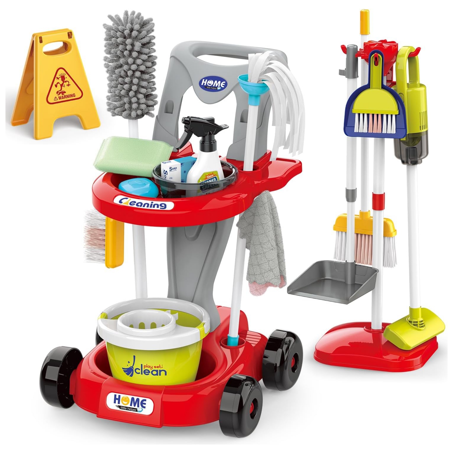 carrito limpieza juguete niños 29 piezas aspiradora real set aseo infantil montessori escoba mopa regalo navidad chile