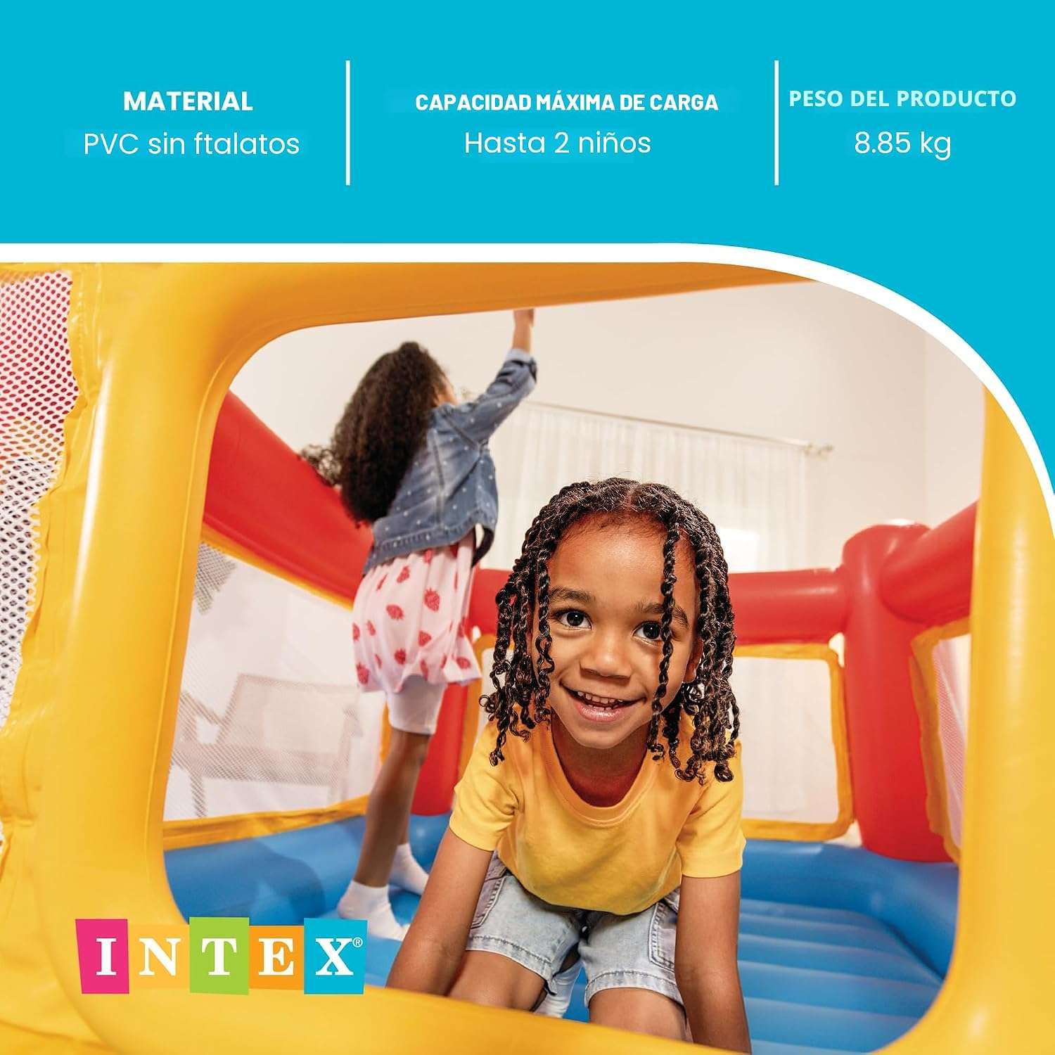 castillo inflable intex 174x174 cm saltarin niños 3 a 6 años juego interior exterior base acolchada medidas exactas chile