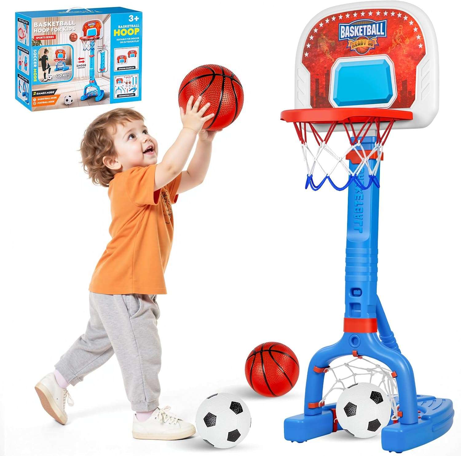centro deportivo 2 en 1 aro basquetbol arco futbol niños ajustable juguete piscina pack 4 pelotas regalo infantil chile