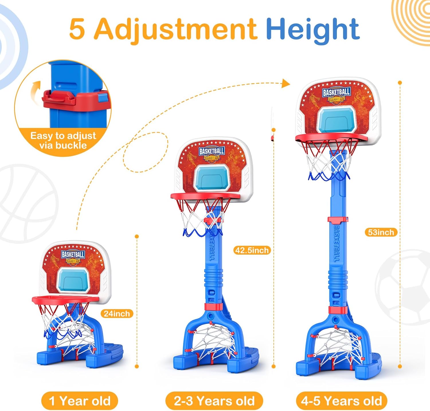 centro deportivo 2 en 1 aro basquetbol arco futbol niños ajustable juguete piscina pack 4 pelotas regalo infantil chile