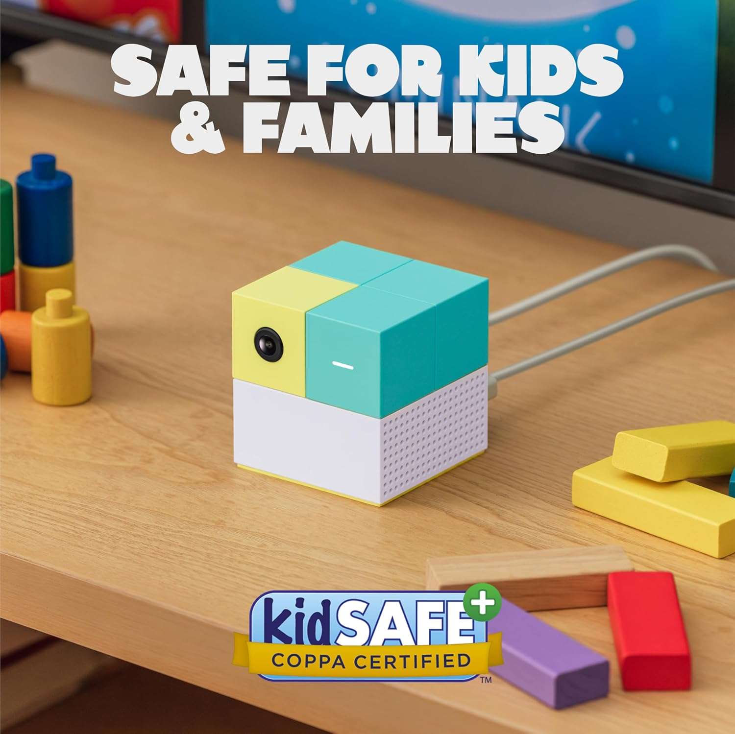 Consola de videojuegos Nex Playground con sensor de movimiento y cámara para niños conectada al televisor.