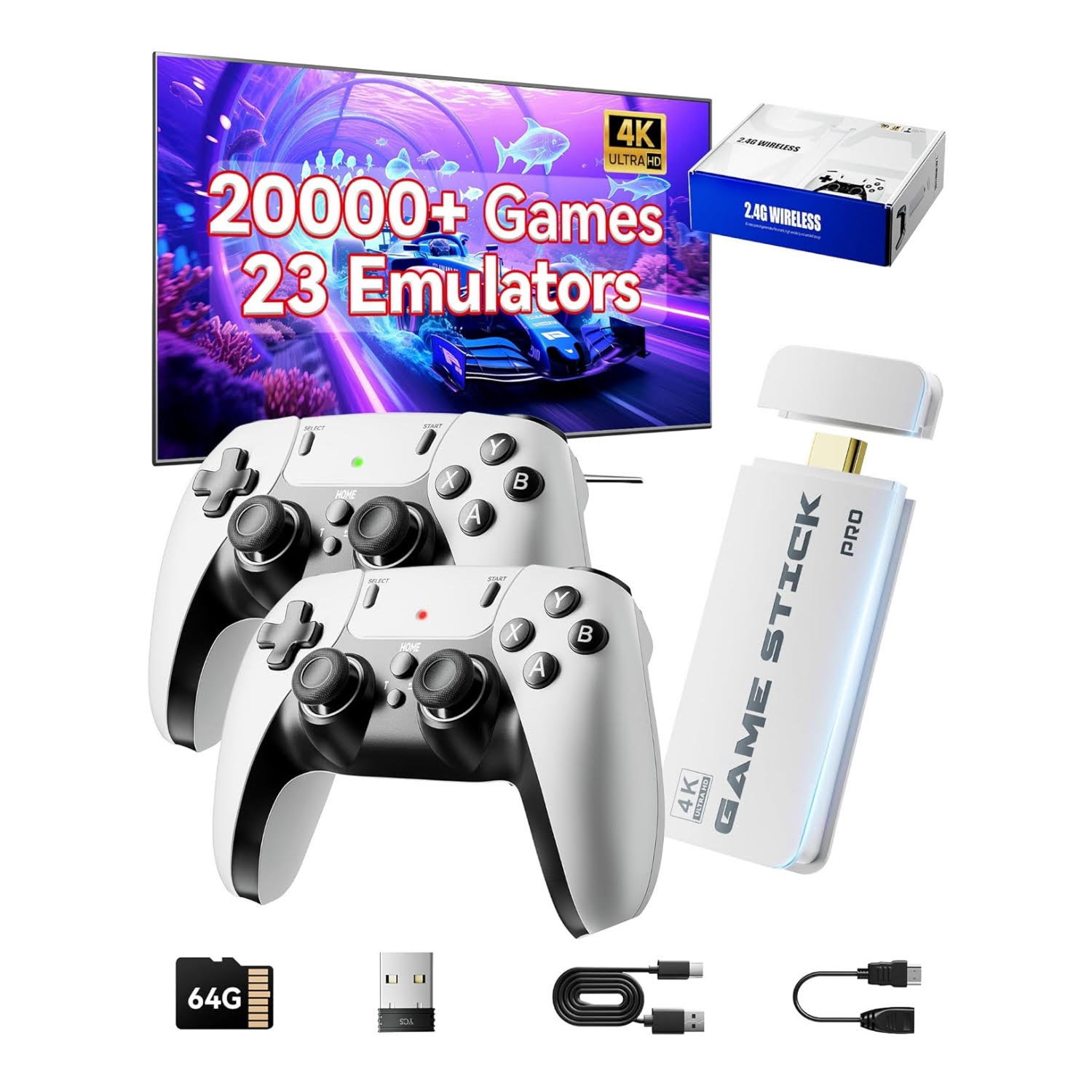 consola retro inalambrica 20000 juegos hdmi 4k con dos controles ideal para jugar en chile