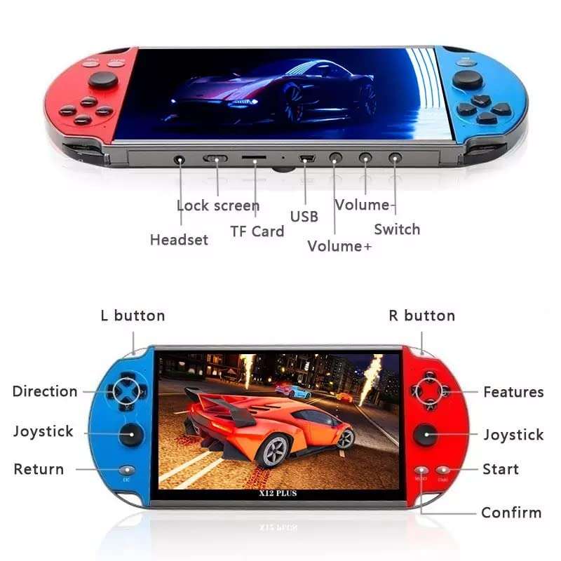 consola portatil retro x12 plus 10000 juegos pantalla 18 centimetros camara multimedia ideal para jugar en chile