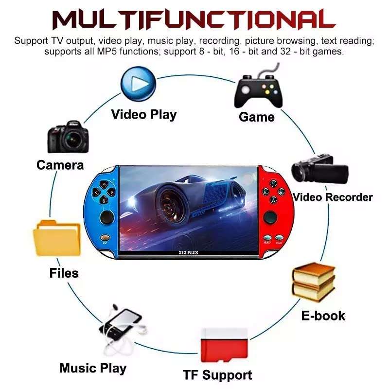 consola portatil retro x12 plus 10000 juegos pantalla 18 centimetros camara multimedia ideal para jugar en chile
