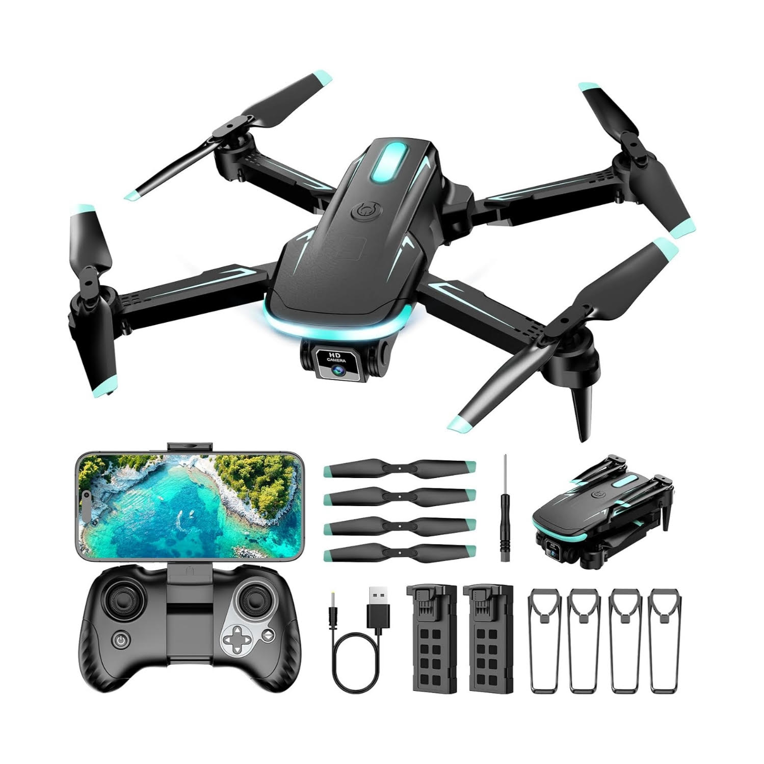 mini dron plegable camara 1080p wifi 2 baterias estuche ideal para niños en chile