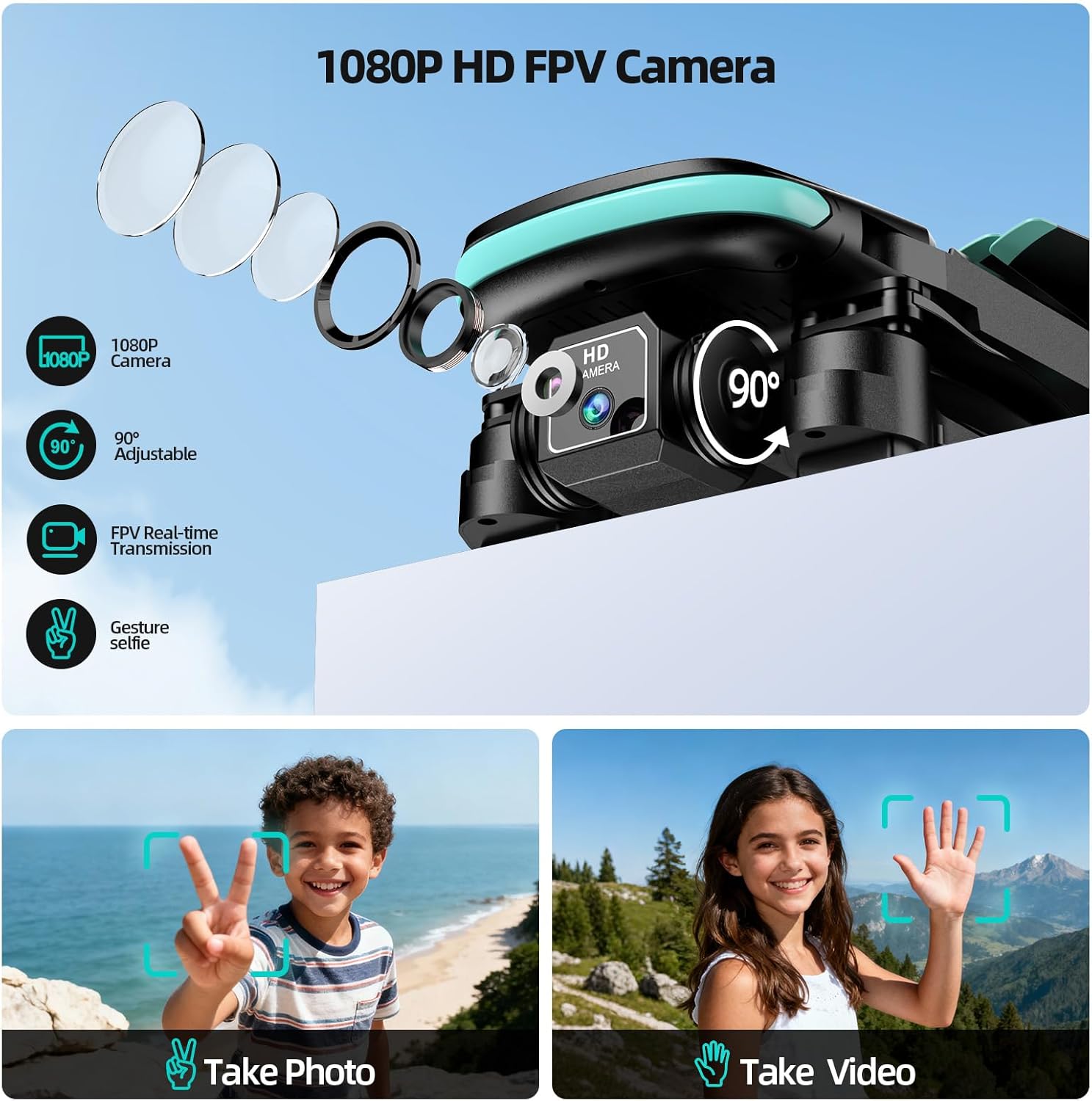 mini dron plegable camara 1080p wifi 2 baterias estuche ideal para niños en chile