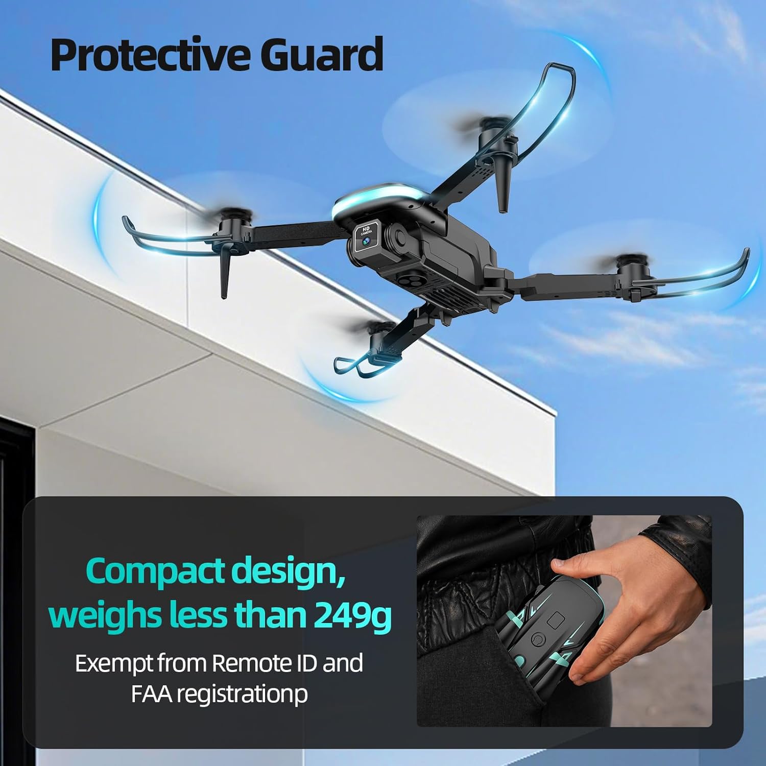 mini dron plegable camara 1080p wifi 2 baterias estuche ideal para niños en chile