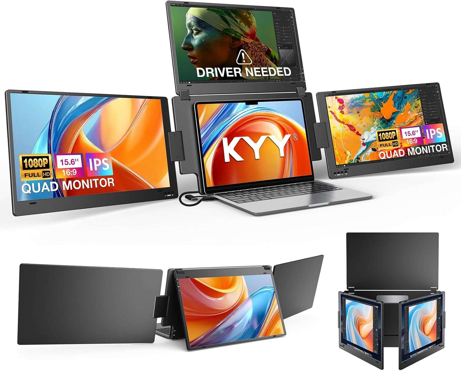 Extensor de monitor triple portatil de 15.6 pulgadas con base de aluminio para notebook en chile