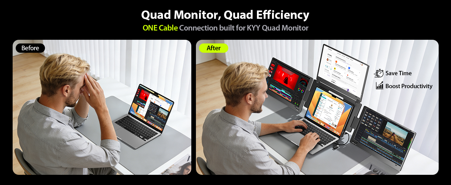 Extensor de monitor triple portatil de 15.6 pulgadas con base de aluminio para notebook en chile