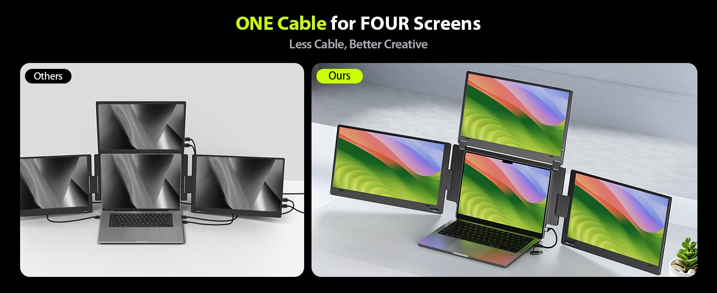 Extensor de monitor triple portatil de 15.6 pulgadas con base de aluminio para notebook en chile