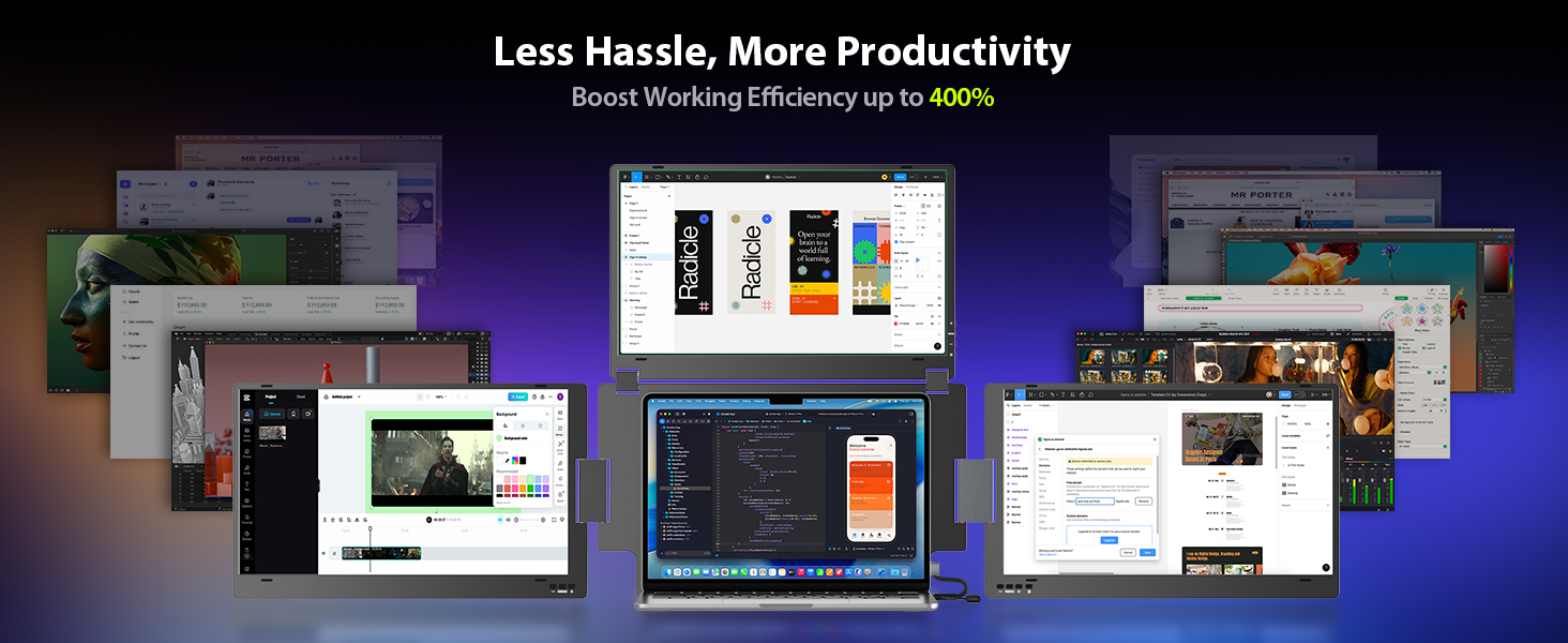 Extensor de monitor triple portatil de 15.6 pulgadas con base de aluminio para notebook en chile