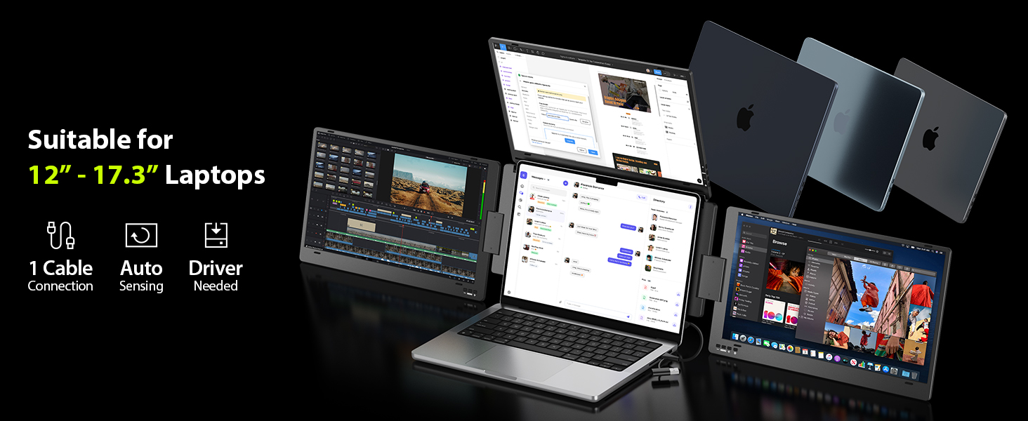 Extensor de monitor triple portatil de 15.6 pulgadas con base de aluminio para notebook en chile
