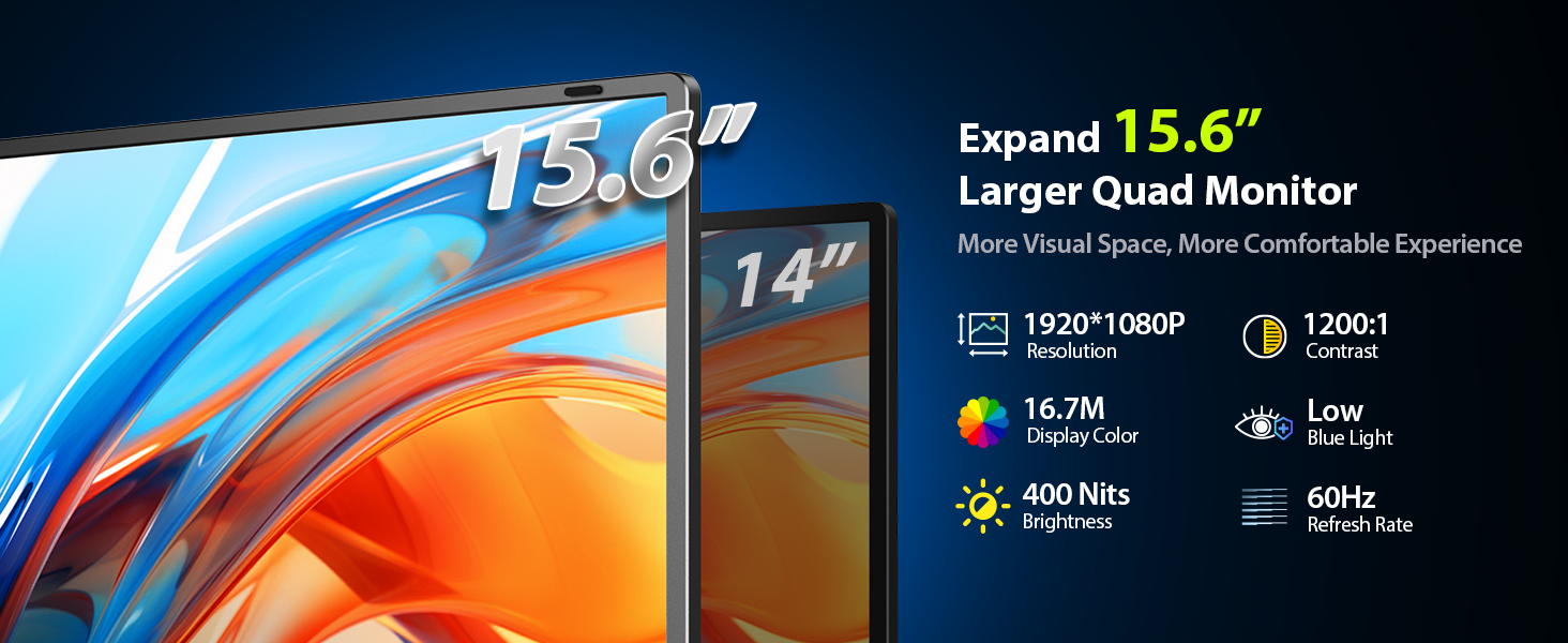 Extensor de monitor triple portatil de 15.6 pulgadas con base de aluminio para notebook en chile