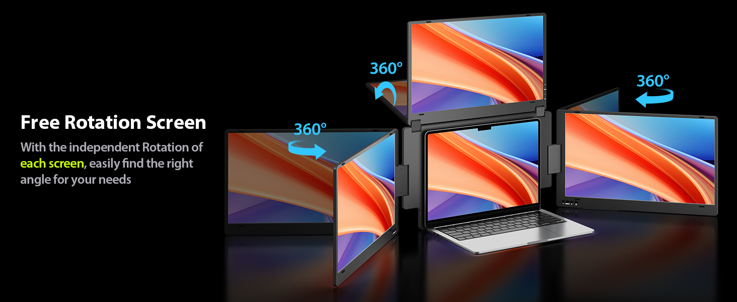 Extensor de monitor triple portatil de 15.6 pulgadas con base de aluminio para notebook en chile