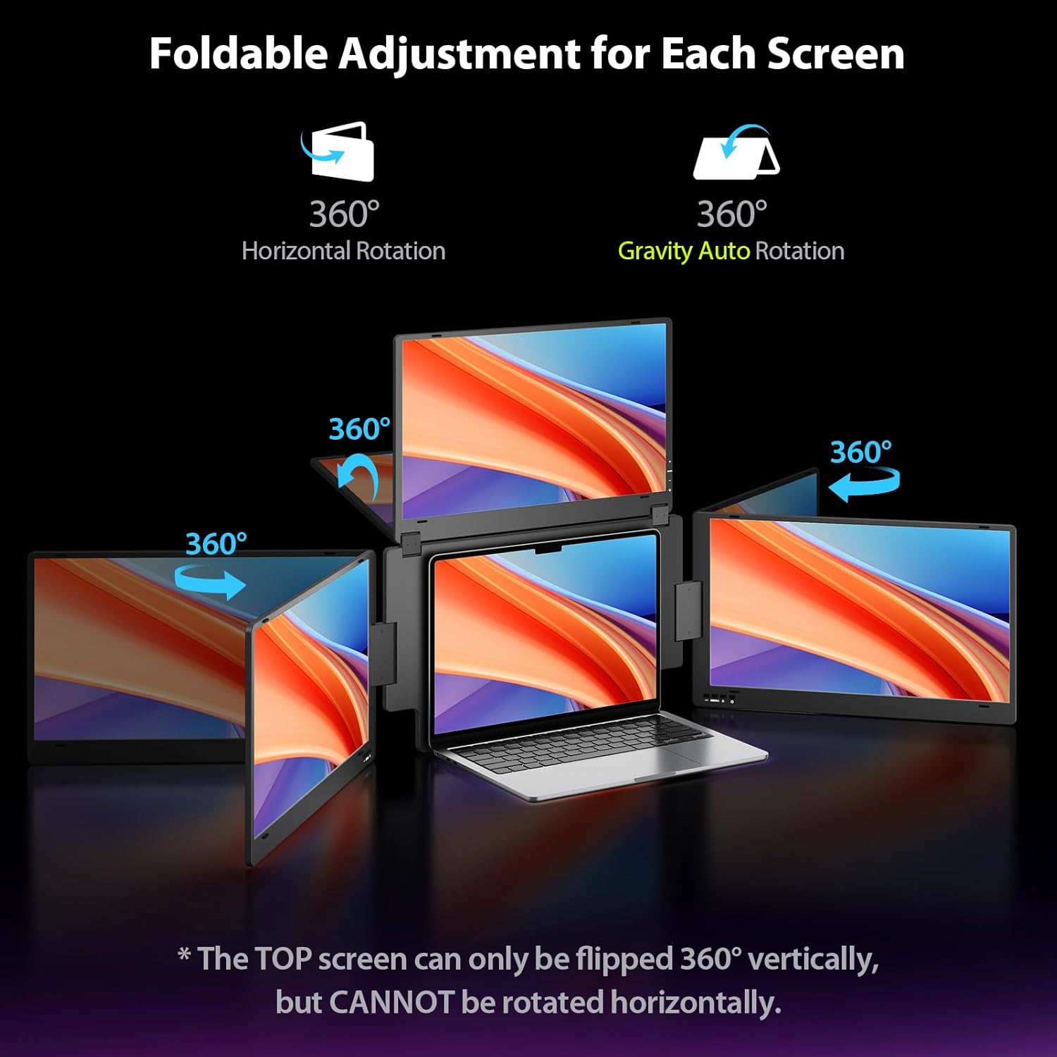 Extensor de monitor triple portatil de 15.6 pulgadas con base de aluminio para notebook en chile