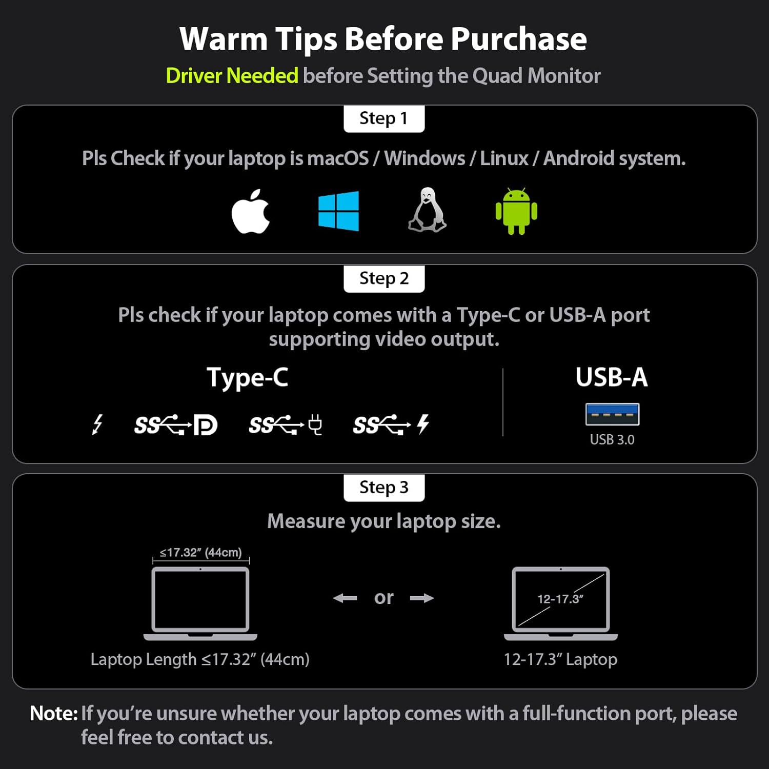 Extensor de monitor triple portatil de 15.6 pulgadas con base de aluminio para notebook en chile